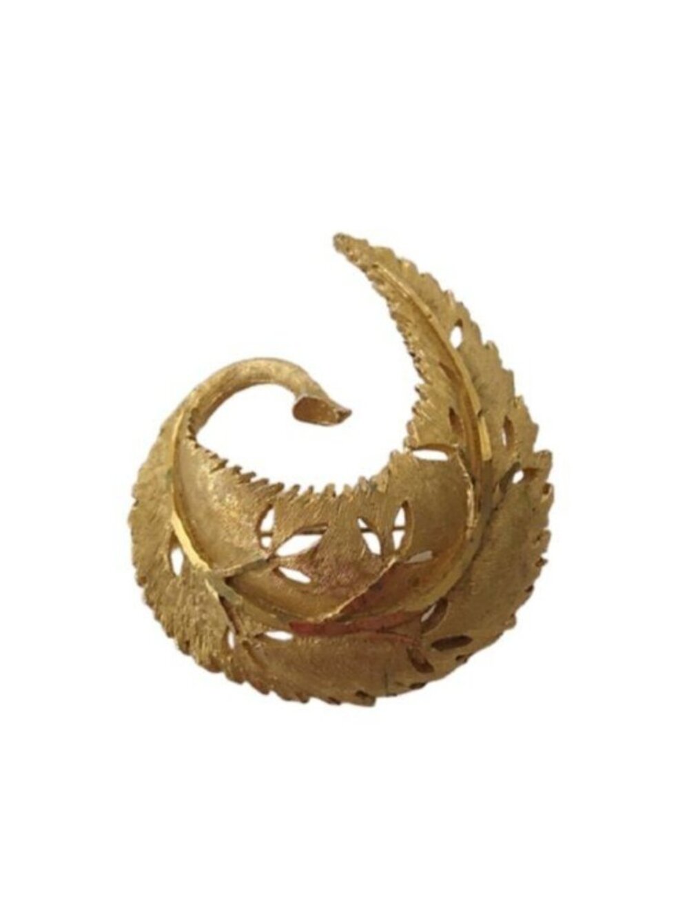 Vintage BSK Goldtone Metal Leaf Brooch